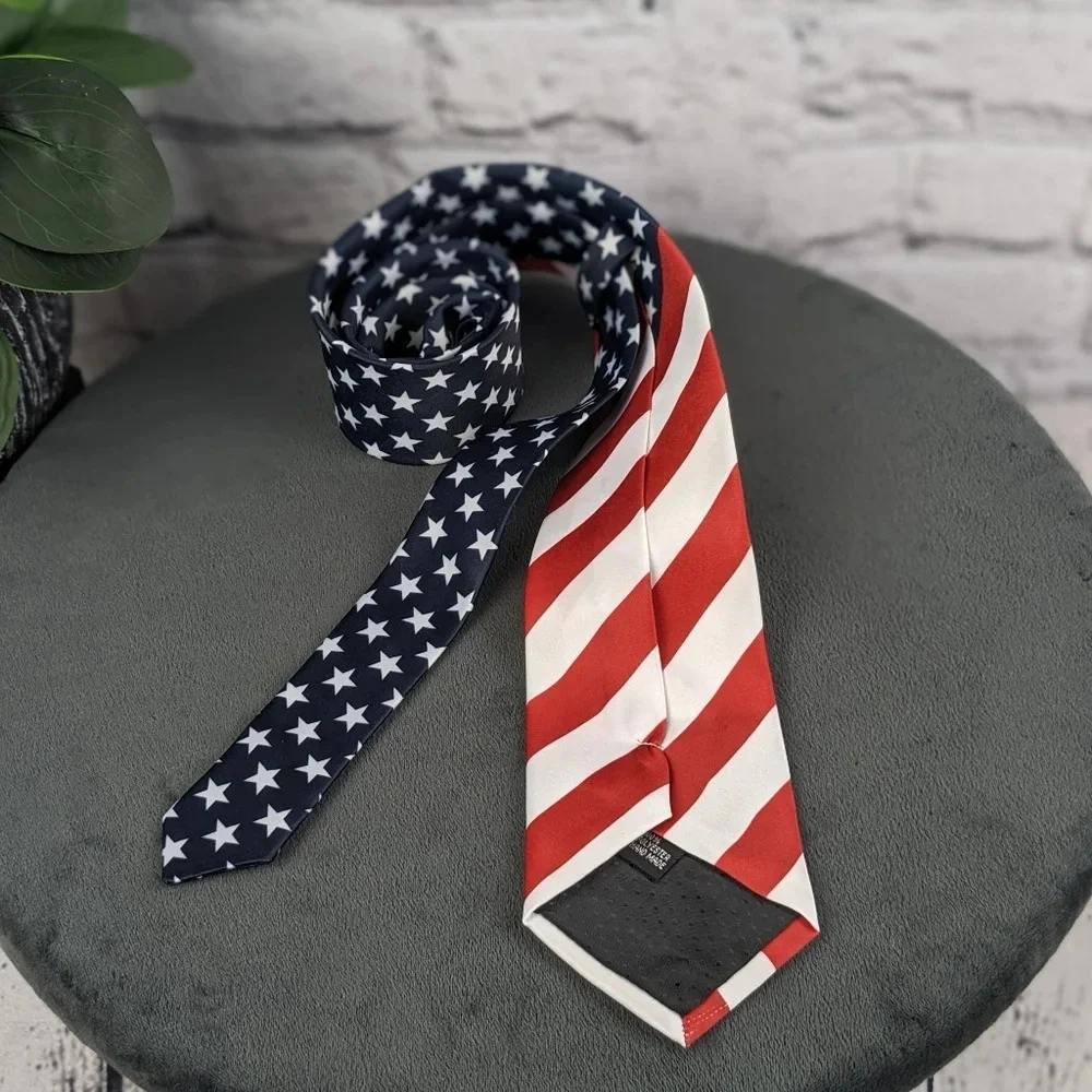 Stars and stripes necktie, red white blue, American US flag